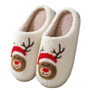Pantuflas Cálidas y Acogedoras de Felpa para el Hogar, con Diseño Navideño de Papá Noel, Alce y Hombre de Jengibre, para Hombre y Mujer - Product Image 1