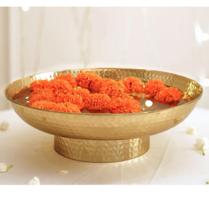 Cuenco decorativo con acabado dorado de Urli martillado de Metal para flores flotantes, velas Diyas, artesanía india, decoración de templo para fiesta de boda - Product Image 6