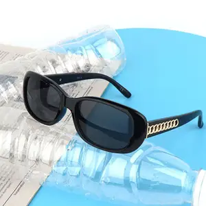 Wholesale Custom Logo RPET RPCTG Sustainable Sun Glasses Used Bottle Made Script Recycled Plastic Retro Sunglasses