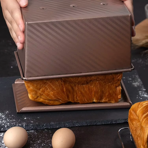 Pullman Loaf <b>Pan</b> <b>with</b> <b>Lid</b> Non-Stick Metal Carbon Steel Rectangle Corrugated Disposable - Product Image 1
