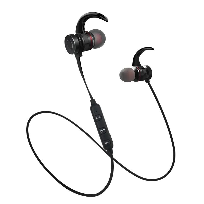 S6 Headphone Nirkabel BT Olahraga Headset Stereo dengan Mikrofon Earbud Magnetik Logam Handsfree untuk Ponsel iPhone
