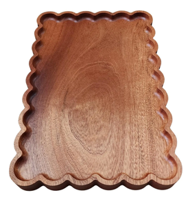 Grand plateau de rangement festonné en bois massif, vintage, sculpté, rectangulaire ondulé, pour bijoux, vaisselle, décoration de cuisine <span class=keywords><strong>et</strong></span> chambre, plateau de rangement en bois - Product Image 6
