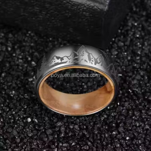 Anillo de Carburo de Tungsteno de 8mm con Madera, Grabado Láser, <span class=keywords><strong>Plateado</strong></span> y Negro, Estilo Barril de Whisky, Caza en el <span class=keywords><strong>Bosque</strong></span>, Moderno, para Boda, Compromiso, Regalo - Product Image 5