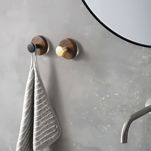 Durable Movable Solid Wood Suction Hook Kitchen Entrance Hat <b>Storage</b> Strong Load-Bearing Capacity No Drilling Accessory Gold - Product Image 3