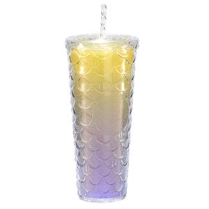 Vente en gros de nouveaux gobelets de voyage en plastique créatifs à dégradé de couleurs et grande capacité - Product Image 2