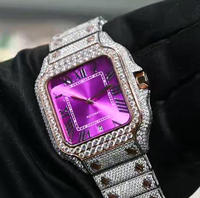 Montre de luxe en acier inoxydable avec logo personnalisé de haute qualité, sertie de diamants, pour hommes et femmes, 40 mm, style Carters, Reloj Para Hombre