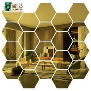 Pegatinas acrílicas hexagonales coloridas para decoración del hogar, adhesivos impermeables de espejo 3d para pared
