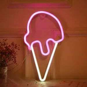 Popsicle Usb Batterij Werkende Hangende Nachtlamp Led Ijs Cone Neon Bord Lampjes Voor Muur Kinderkamer Feest Cadeau Bruiloft Decor