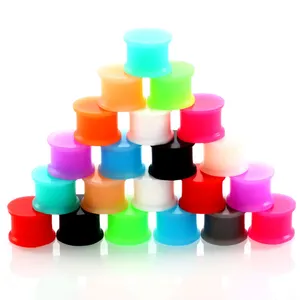 Wholesale Silicone Flexible Thin Double Flared Ear Plugs Flesh Tunnel Gauge Expandar Stretcher Earrings Body Piercing Jewlery