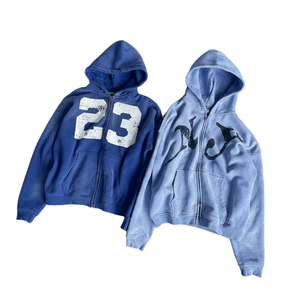 Sudadera con Capucha y Cremallera para Hombre, 100% Algodón, Felpa Francesa, Diseño con Letras NY, Estilo Casual para Otoño, Corte Regular - Product Image 4