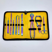Kit d'outils de fragmentation corail en acier inoxydable personnalisable avec couleurs de titane arc-en-ciel conceptions personnalisées et matériau métallique de logo privé