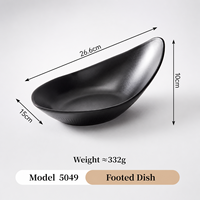 Plat à pieds en mélamine noire aux caractéristiques chinoises, 26,6 cm, incassable, qualité alimentaire, pour restaurants et hôtels
