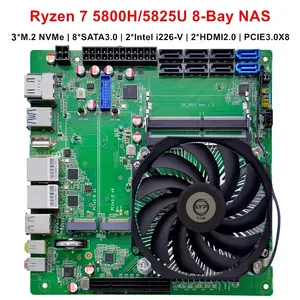 Placa base para juegos Topton de 11 bahías NAS, AMD Ryzen 9 <span class=keywords><strong>5900H</strong></span> HX 7 5825U 5600U, 3xM.2 NVMe, 8*SATA 2.5G, i226-V LAN, DDR4, Firewall, Mini ITX - Product Image 6