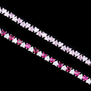 <span class=keywords><strong>Bracciale</strong></span> Tennis da Donna <span class=keywords><strong>Personalizzato</strong></span> all'Ingrosso in <span class=keywords><strong>Argento</strong></span> Sterling 925 da 3mm con Diamanti a Cuore Rosa VVS con Zirconi e Moissanite - Product Image 2