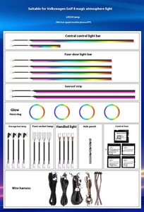 ระบบไฟส่องสว่างภายในรถยนต์สำหรับ Volkswagen Golf 8 2021-2025, ระบบไฟส่องสว่างแบบไดนามิก1:1แผง ABS ตัดแต่งแผงวงจรภายในรถยนต์ - Product Image 4