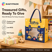 Boîtes cadeaux pliables EAZYPACK avec couvercle et plateau, vente en gros, personnalisées, motif dessin animé pour enfants, avec fenêtre et poignée, pour bonbons et jouets de fête d'anniversaire
