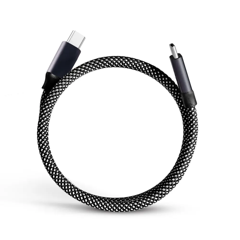 Magnetic Braided Fast Charging Cable 3A 66W 100W Self Winding Attaching Organizing USB C Magnetic Fast Charging Data Sync Cable