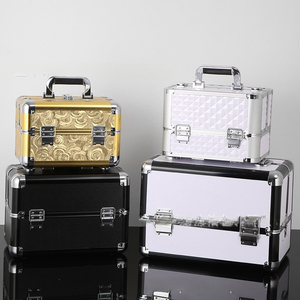 Caja de cosméticos de aluminio de lujo Artista de maquillaje <span class=keywords><strong>profesional</strong></span> <span class=keywords><strong>Manicurista</strong></span> <span class=keywords><strong>Maleta</strong></span> Organizador de cosméticos de viaje Estuche de tren de maquillaje blanco - Product Image 5