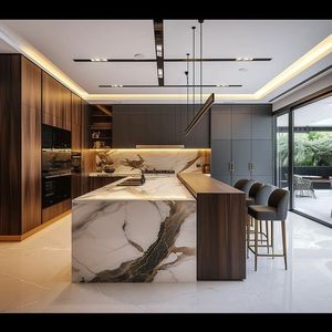 AisDecor Custom Quartz Stone Countertop Fogão Gabinete Decoração Personalizado Simples Cozinha Completa Armário - Product Image 4