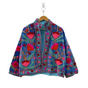 <b>Velvet</b> Suzani <b>Jacket</b> for <b>Women</b> Handmade Deer Embroidered <b>Jacket</b> Boho Floral Coat Statement Festival Wear Artisan Fashion Outwear - Product Image 1