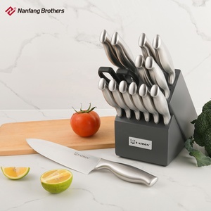 15 cái chất lượng cao đầu bếp dao thiết lập với khối gỗ, không trượt Hollow xử lý cho nhà bếp Scissor - Product Image 2