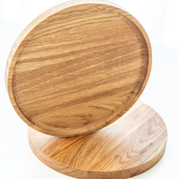 Plateau de service en bois de chêne rond fait à la main plateau à thé en bois rustique pour le petit déjeuner collations café décor à la maison organisateur