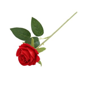 Rose artificielle en velours à tige courte de 28 cm, tête de fleur de 6 cm avec une seule feuille pour la décoration de cascade de fleurs - Product Image 5