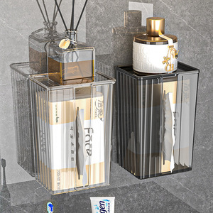 Caja de pañuelos de pared de plástico sin perforaciones de diseño resistente al agua, artículos diversos para el hogar para el baño - Product Image 2