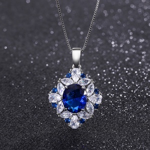 Delicate Eco-friendly Copper Dainty Floral Design Necklace <b>Earrings</b> Ring 3PCS <b>Set</b> 10*12/6*8mm Blue Zircon Flower Jewelry <b>Set</b> - Product Image 4