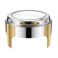 Chauffe-plat thermique pour buffet en or de luxe marmite chauffante service de traiteur couvercle en acier inoxydable 6L chauffe-plat rond