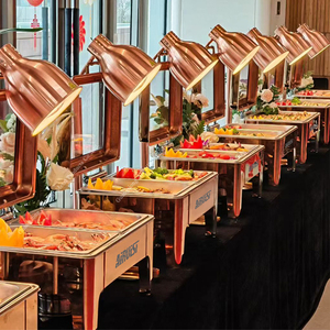 Equipo para Restaurantes, Recipientes para Buffet en Color Oro Rosa y Plata, Juego de Recipientes para Buffet de Acero Inoxidable con Sistema Hidráulico - Product Image 1