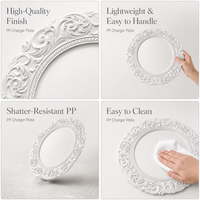Assiette de présentation blanche gaufrée en PP de 13 pouces, sous-assiette décorative à motifs pour mariages, banquets et événements