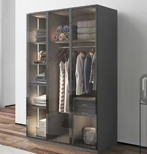 Armoire en bois pour la maison, chambre à coucher, rangement, armoire de designer haut de gamme pour la chambre à coucher avec miroir et tiroirs - Product Image 1