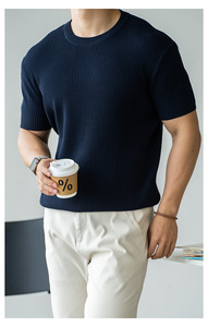 Camiseta de Verano para Hombre, Cuello Redondo, Manga Corta, Tejido de Punto, Alta Calidad, Transpirable, Secado Rápido, Casual, Lisa, Corte Regular, Color Sólido, para Actividades al Aire Libre - Product Image 5
