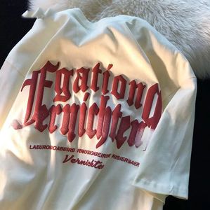 Высококачественные негабаритные объемные уличные футболки из 100% хлопка с объемным принтом с объемной вышивкой и логотипом, большие размеры - Product Image 3