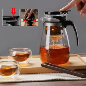 CnGlass 30.5oz Heat Resistant Borosilicate Glass Teapot Tea Maker With Removable Infuser Glass Coffee Kettle For Coffee Bean