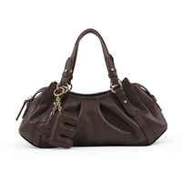 Sacs à main en cuir véritable LZ avec logo personnalisé, sacs à bandoulière allongés vintage en cuir Nappa plissé, sacs fourre-tout marron rose