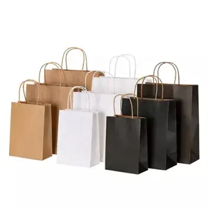 Free Sample Printed White Black Brown Kraft Custom Logo Paper Bag Wholesale Gift Packing Shopping Bag With Printed Logo