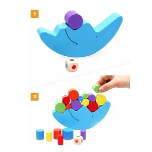 Jeu d'équilibre de lune en bois pour bébé, blocs empilables Montessori, pour les enfants, triage des jouets en bois