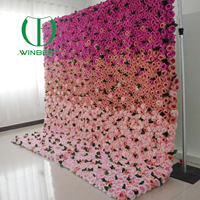 Panel Bunga Mawar Buatan 3D 5D Warna Merah Anggur, Pink, Ivory, Putih, Ukuran 8x8, untuk Dekorasi Latar Belakang Pernikahan dan Pesta