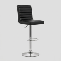 Tabouret de bar ergonomique moderne JOHOOFURNITURE en cuir PU noir, pivotant, hauteur réglable, base ronde chromée, structure en acier, pour bar à domicile