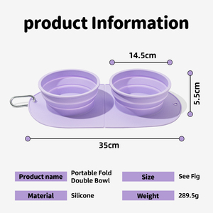Pet Double Silicone Bowl Travel Waterproof Duo Portable Foldable Non Slip Dog <b>Cat</b> Pet Food Water Bowl <b>Feeder</b> Set - Product Image 2