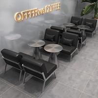 Mobilier commercial pour café : Ensemble de banquettes en cuir, table ronde en acier inoxydable et tabourets