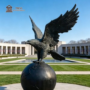 Statue d'aigle en bronze TREVI de grande taille pour l'extérieur, sculpture décorative d'aigle en bronze sur globe pour la décoration de jardin et de place publique - Product Image 5