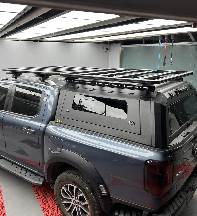 RE&AR Tuning FLY Model Dakdrager bagagedrager compatibel met Ford Ranger ( P375) 2011-2022 Spoorstaven Zwart Aluminium 2 Staven
