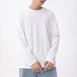 Vente en gros 100% coton sweats à col rond vêtements pour hommes t-shirts à manches longues personnalisés impression numérique - Product Image 4