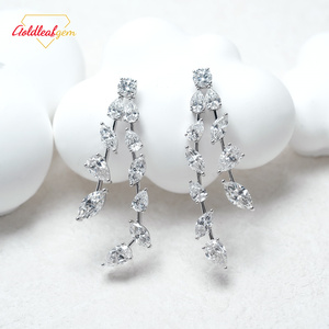 Pendientes de Diamantes Cultivados en Laboratorio Hechos a Medida con Hoja de Oro, Joyería de Oro Sólido de 10K/14K/18K, Pendientes de Diamantes de Laboratorio con Corte Marquesa y Pera VVS DEF - Product Image 2
