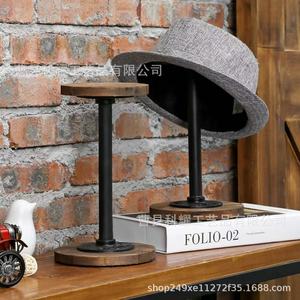 Wooden And Iron <b>Hat</b> Rack Desktop Display <b>Stand</b> For Home Storage Organizer Round Shape Standing Type Ky1219 - Product Image 4