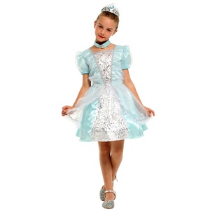 Déguisement de fête d'anniversaire de carnaval, <span class=keywords><strong>robe</strong></span> fantaisie de princesse <span class=keywords><strong>Elsa</strong></span> givrée, Costume de princesse bleu pour filles - Product Image 2