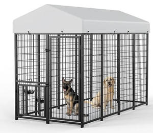 <span class=keywords><strong>Kit</strong></span> de clôture/maison pour chien en fil soudé enduit de PVC noir de 4 "x 4" chenil pour chien - Product Image 3